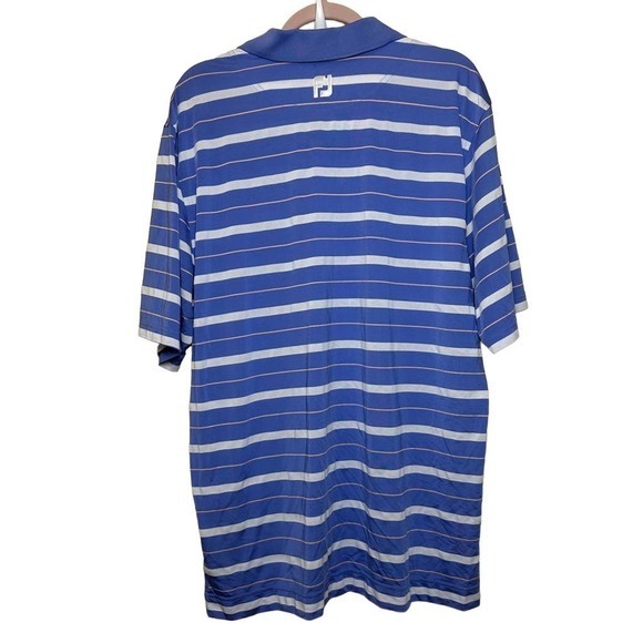 Footjoy Polo Shirt Short Sleeve White Purple Striped Golf Mens‎ Size Large - Picture 3 of 12